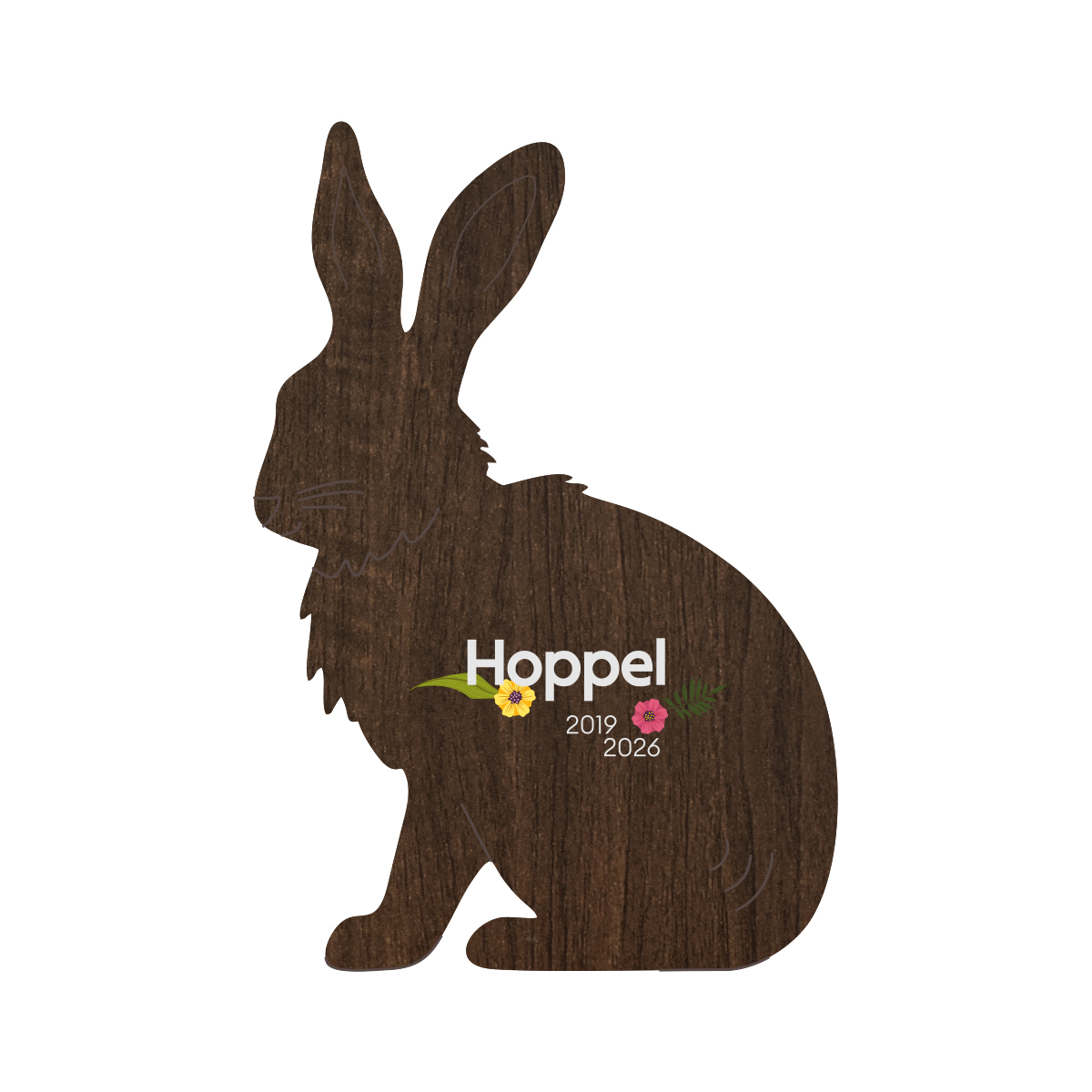 Tiermal Hase | Nussbaum 3mm mit Erdanker