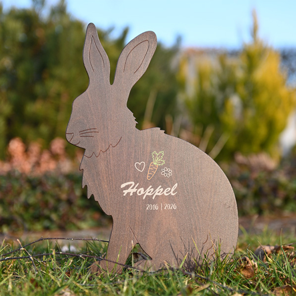 Tiermal Hase | Nussbaum 3mm mit Erdanker